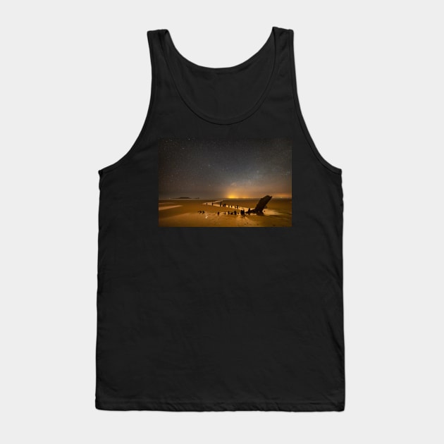 Helvetia Wreck and Worms Head at Night Tank Top by dasantillo